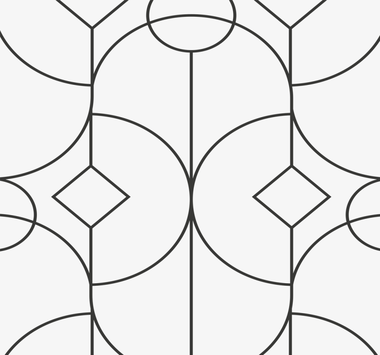 Harmaa lineaarinen taideteos geometrinen tapetti - Tenstickers