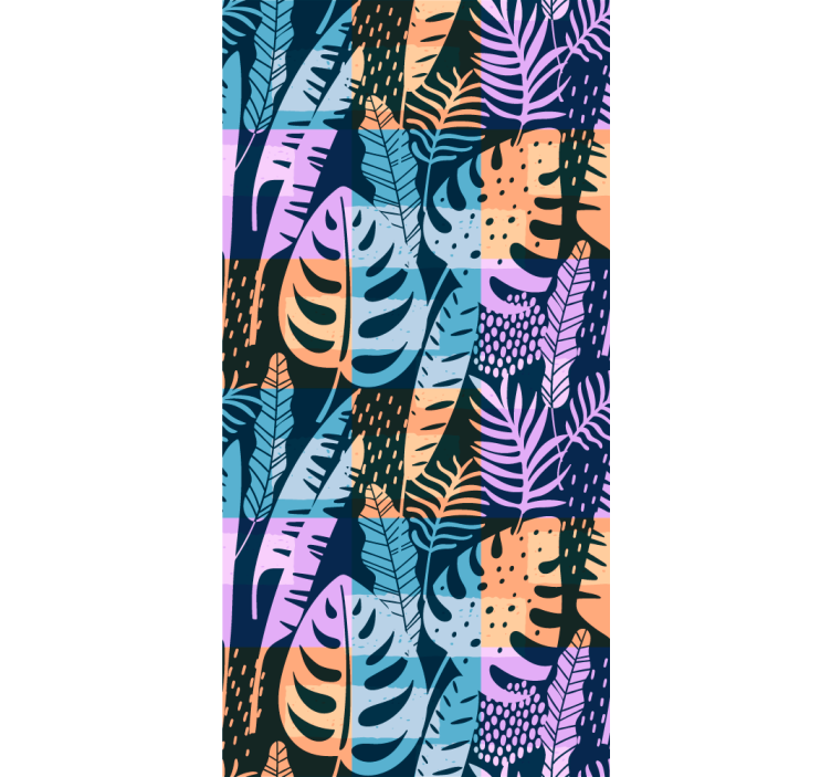 Värikkäitä eksoottisia lehtiä trooppinen kuvio lehti tapetti - Tenstickers