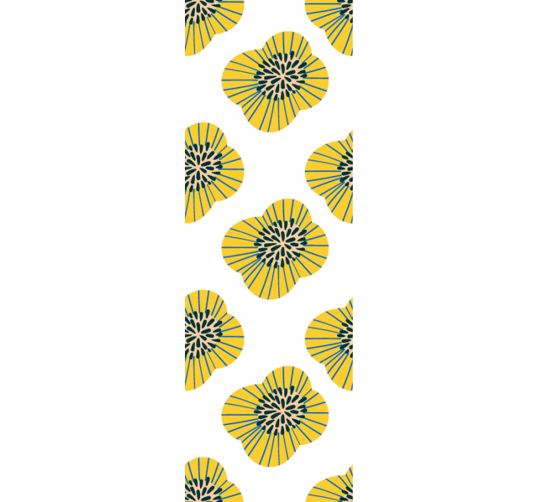 Iso sininen ja keltainen pyöreä kukka wc tapetti - Tenstickers