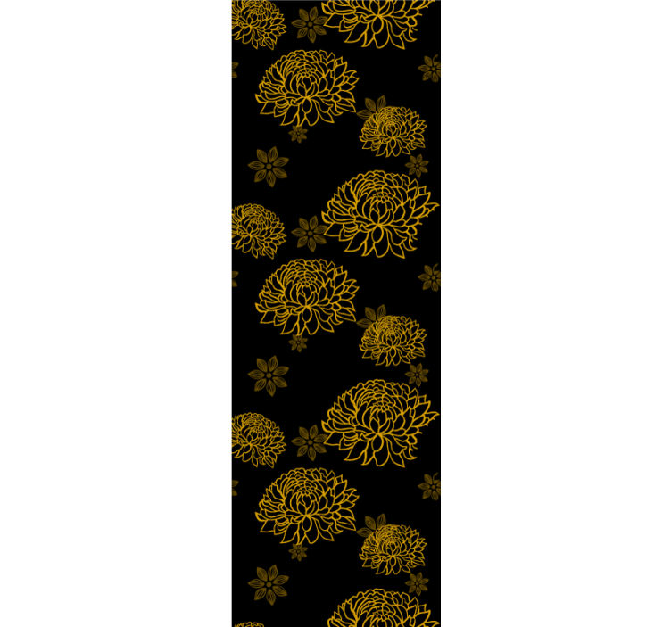 Musta ja keltainen krysanteemit kukkakuvio olohuone tapetit - Tenstickers