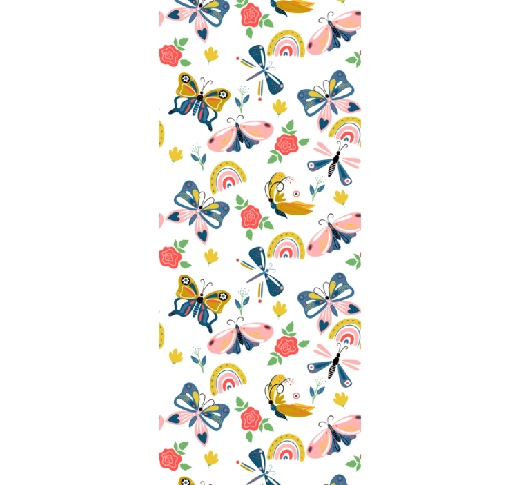 Sateenkaari perhoskuviolla vauvanhuoneen tapetti - Tenstickers