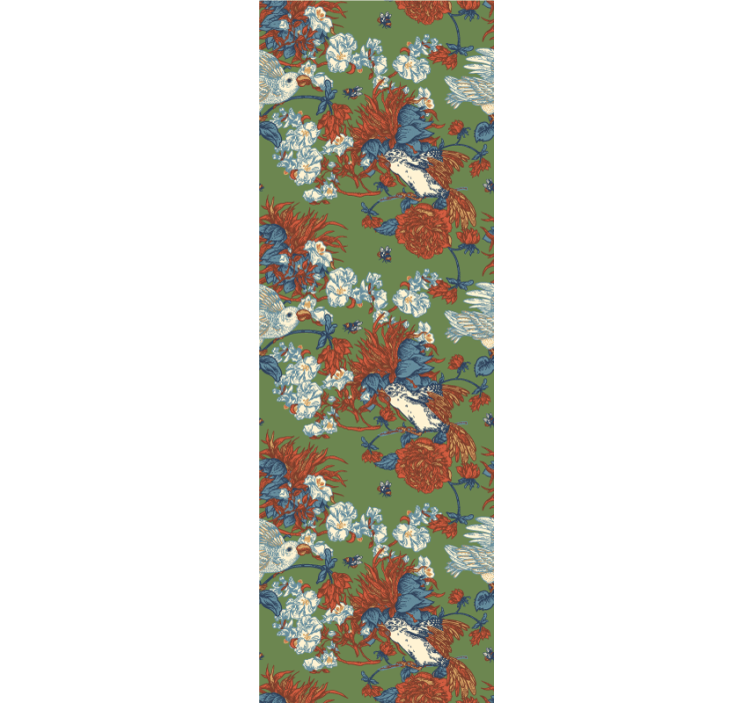 Lintuja kukkien keskellä kukkatapetti - Tenstickers