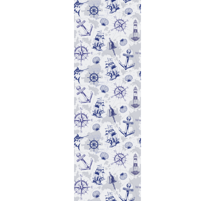 Kompassi ja purjevenekuvio lastenhuoneen tapetti - Tenstickers