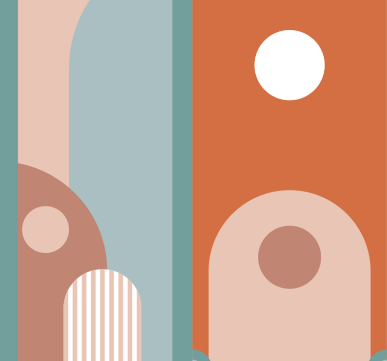 Kaarevat geometriset muodot olohuone tapetti - Tenstickers