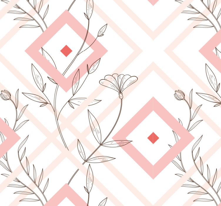 Kukkaiset timanttimuodot olohuone tapetti - Tenstickers