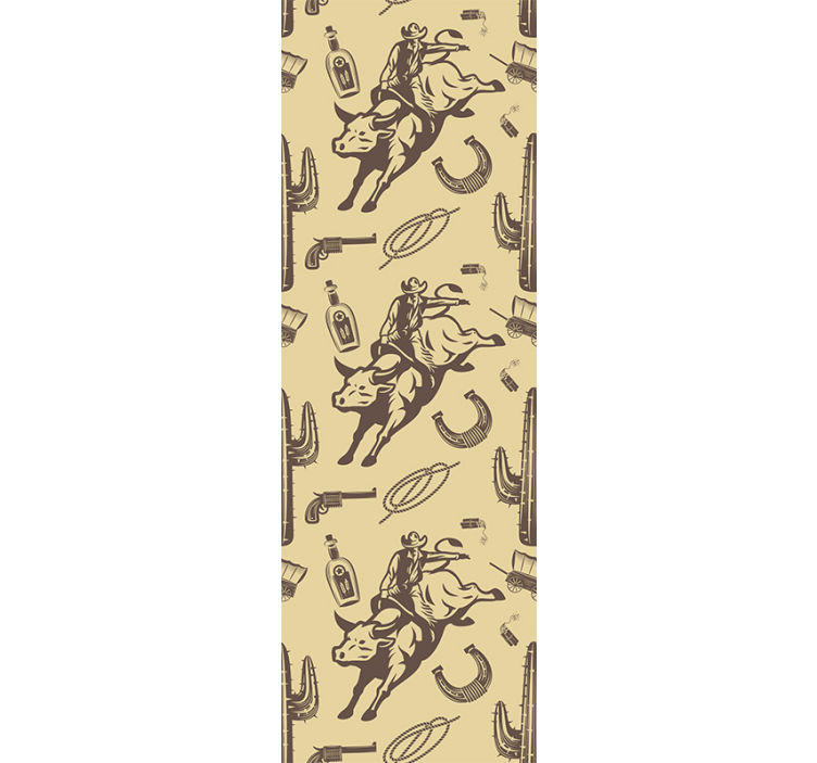 Cowboy ratsastaa härkä makuuhuoneen tapetti - Tenstickers