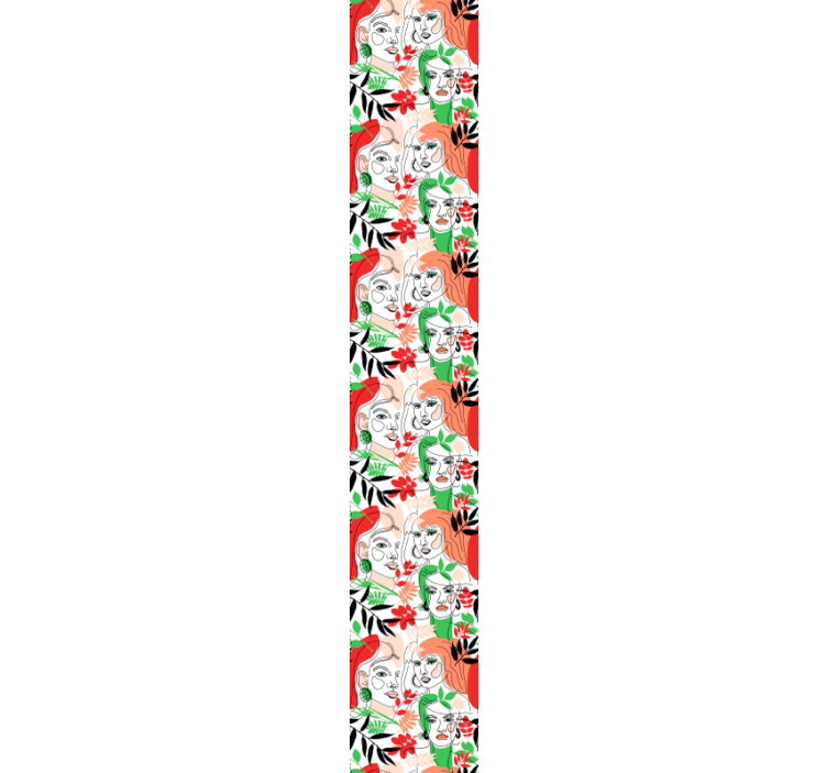 Kasvot ja kukat abstrakti tapetti - Tenstickers