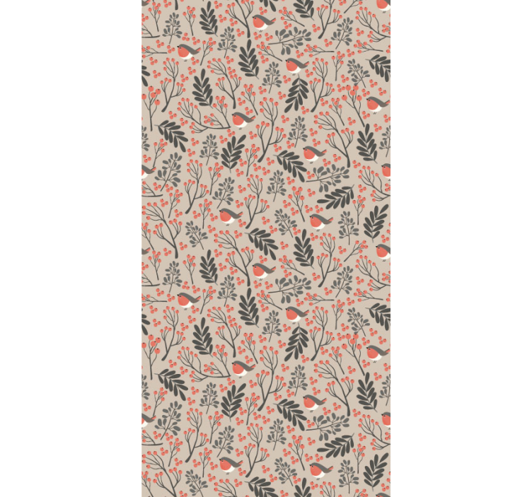 Linnut ja kukat olohuone tapetti - Tenstickers