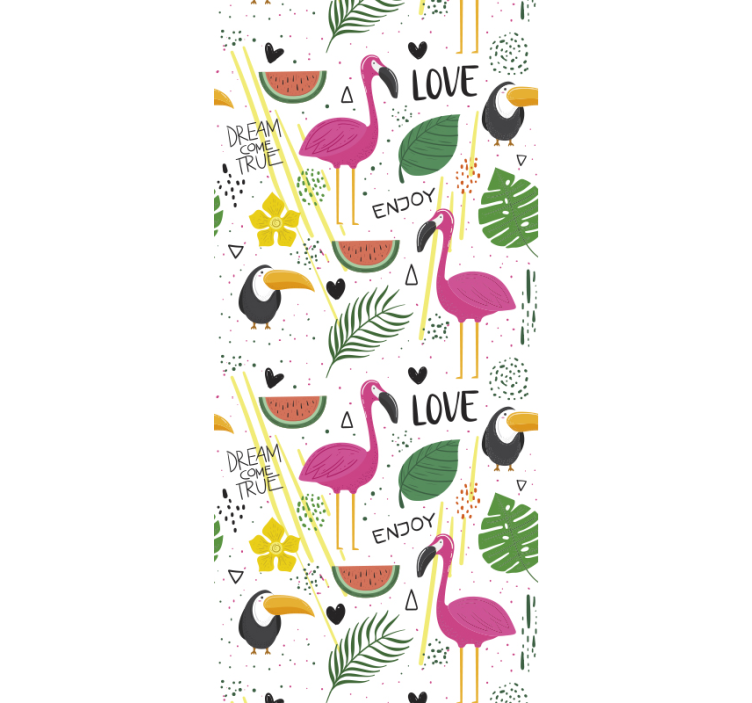 Papukaijat ja flamingot lastenhuoneen tapetti - Tenstickers