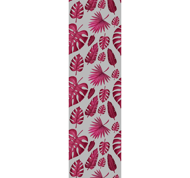 Monstera vaaleanpunainen ja harmaa piirretty lehti tapetti - Tenstickers