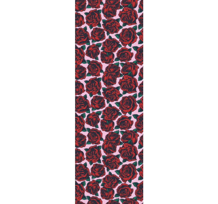 Punainen ruusu kuvio kukkatapetti - Tenstickers