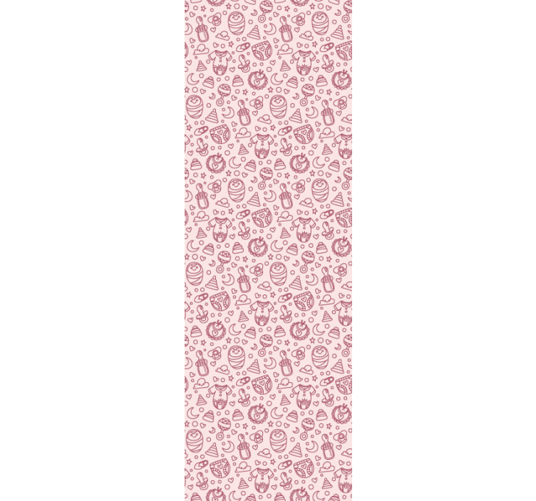 Vaaleanpunaisia leluja ja vaatteita vauvanhuoneen tapetti - Tenstickers