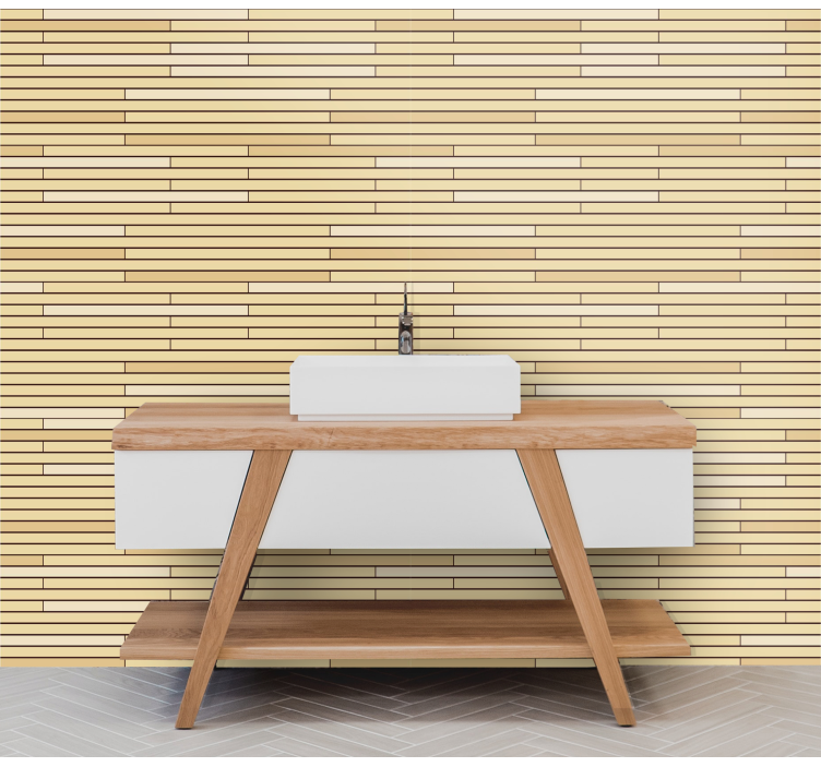 Beige puiset tiilet puukuviotapetti - Tenstickers