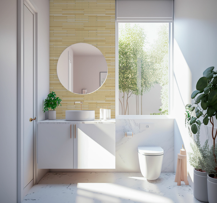 Beige puiset tiilet puukuviotapetti - Tenstickers