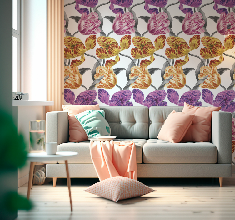 Tyylikkäät tulppaanit kukkatapetti - Tenstickers