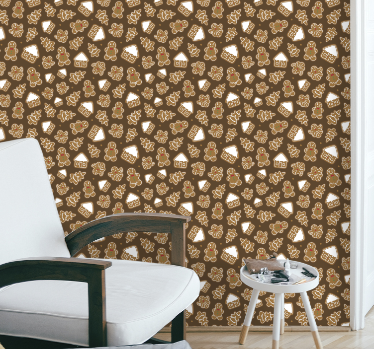 Piparkakkukuvioita joulutapetti - Tenstickers