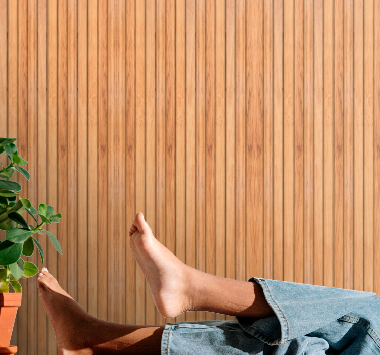 Puiset pystysuorat tiikkipuiset säleet puukuviotapetti - Tenstickers