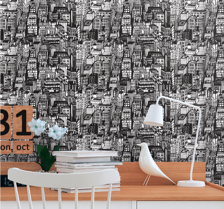 Urbaani luonnoskaaos kaupunkitapetti - Tenstickers