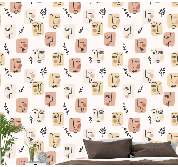 Abstrakteja kasvokuvioita taide tapetti - Tenstickers