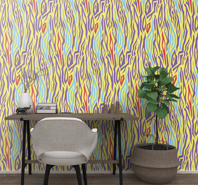 Värikkäät aallot abstrakti tapetti - Tenstickers