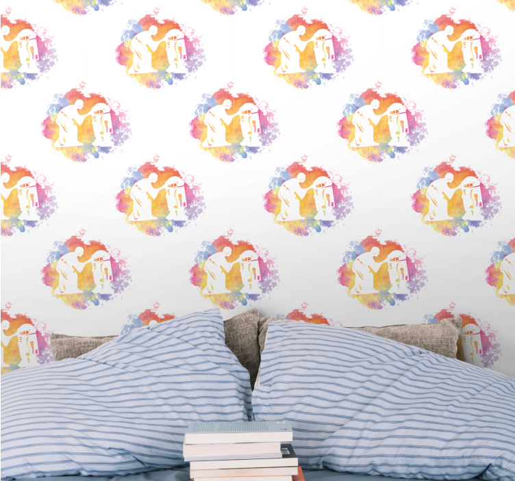 Abstrakti pari siluetti taide tapetti - Tenstickers