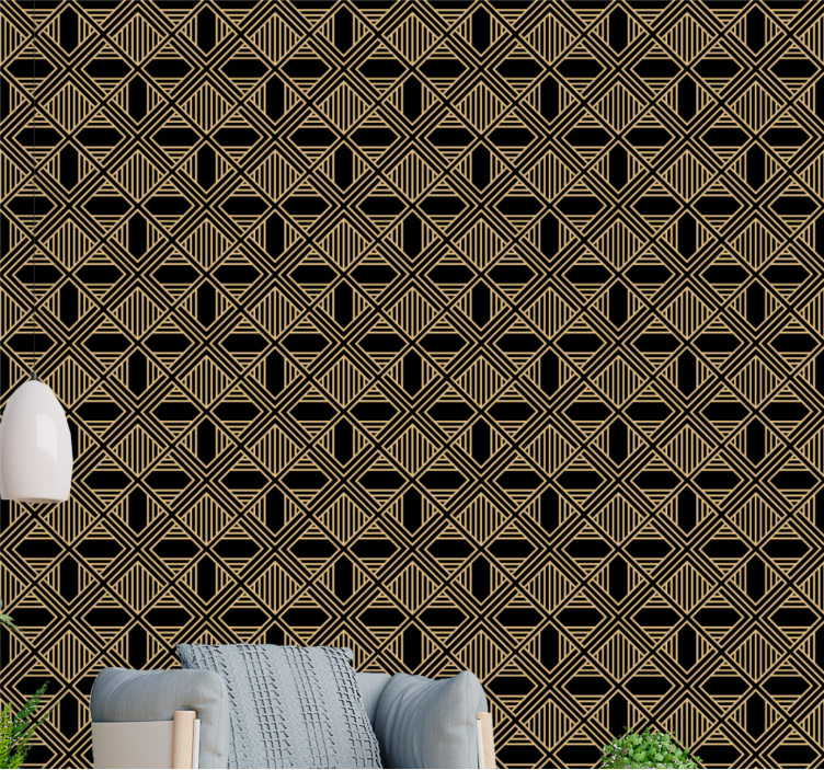 Art deco upea gatsby -tyylinen kuvio klassinen tapetti - Tenstickers