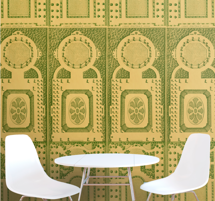 Art deco vihreä ja kultainen kuvio abstrakti tapetti - Tenstickers