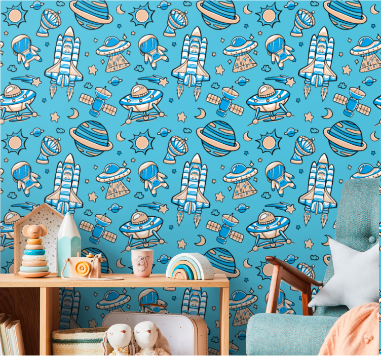 Avaruustutkimusfantasia moderni tapetti - Tenstickers
