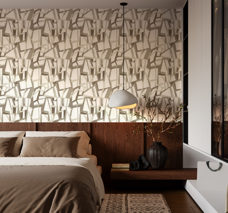 Beige pohjoismainen tyyli abstrakti tapetti - Tenstickers