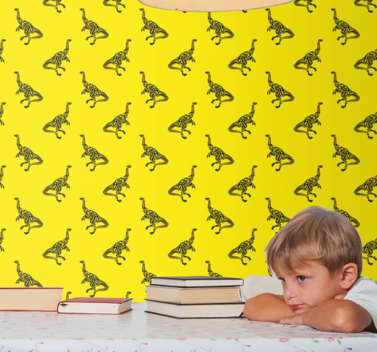 Keltainen seikkailu dinosaurus tapetti - Tenstickers