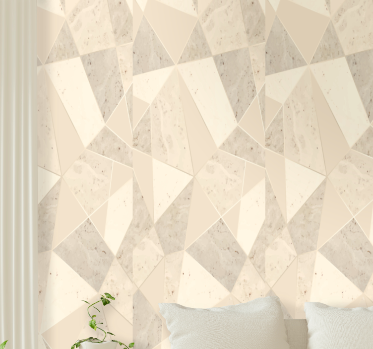 Geometrinen beige kuvio marmoritapetti - Tenstickers