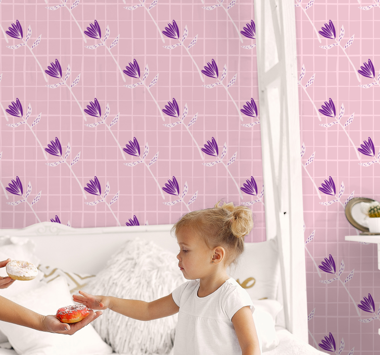 Geometrinen kukkakuvio geometrinen tapetti - Tenstickers