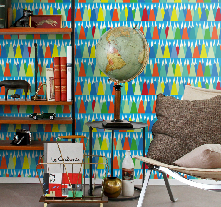 Geometrinen vuoristomaisema geometrinen tapetti - Tenstickers