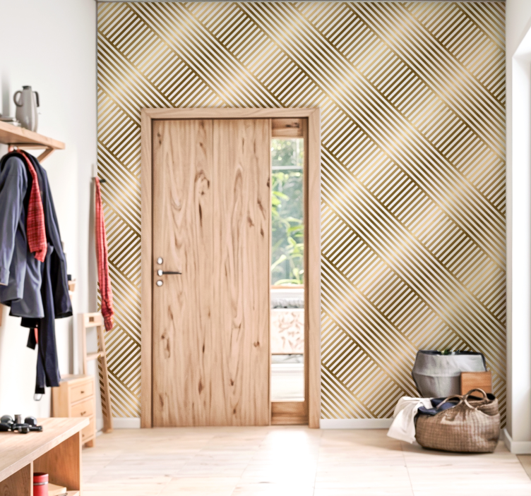 Geometriset kultaviivat eteinen tapetti - Tenstickers