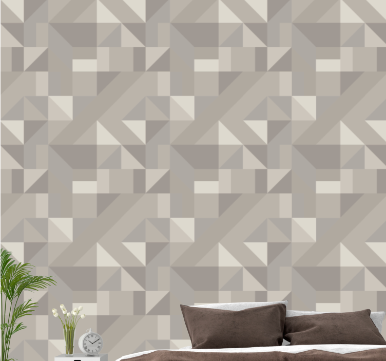 Neutraalit beige sävyt geometrinen tapetti - Tenstickers