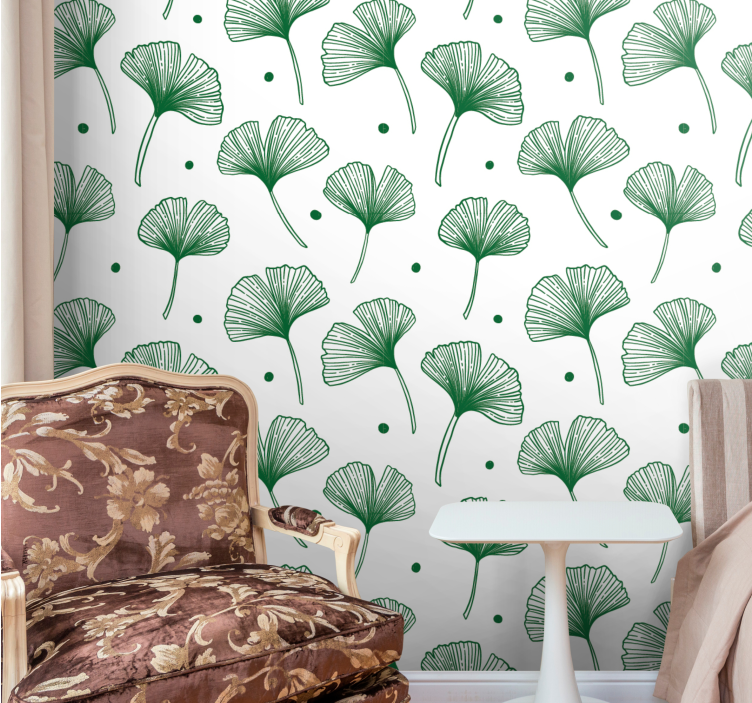 Ginkgo verde elegante lehtitapetti - Tenstickers
