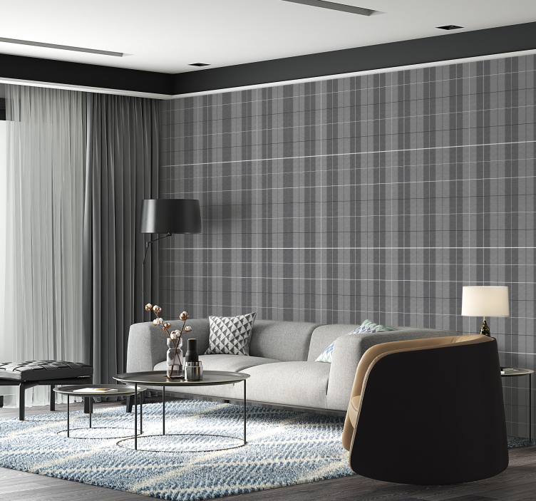 Harmaa skotlantilainen kuvio neliökuvioinen tapetti - Tenstickers