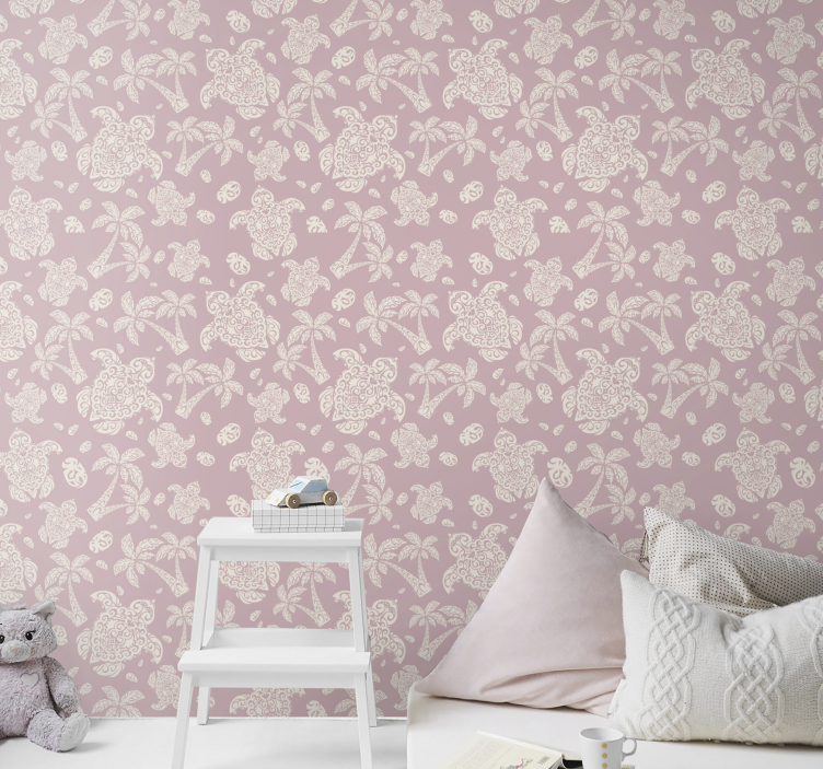 Havaiji kilpikonna ja palmu eläin tapetti - Tenstickers