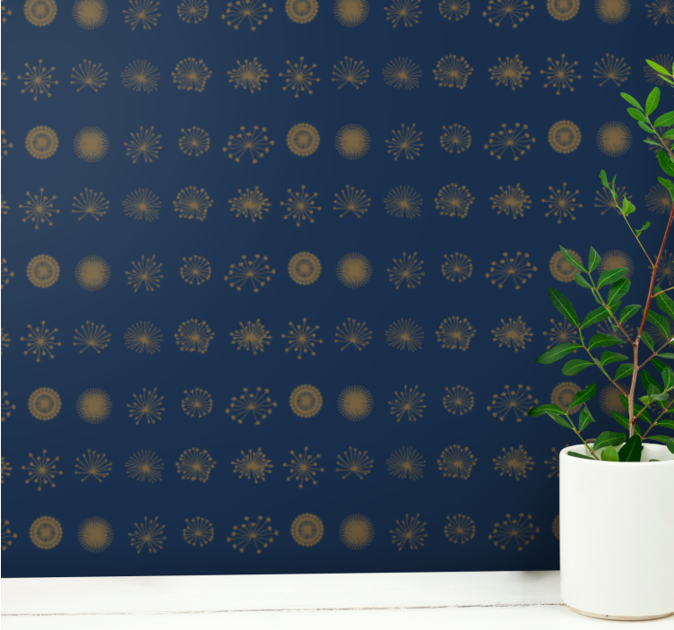 Herkät pyöreät muodot tummalla pohjalla ornamentti tapetti - Tenstickers