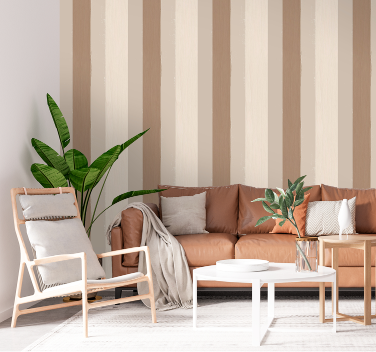 Hiekka väri pystysuora raitatapetti - Tenstickers