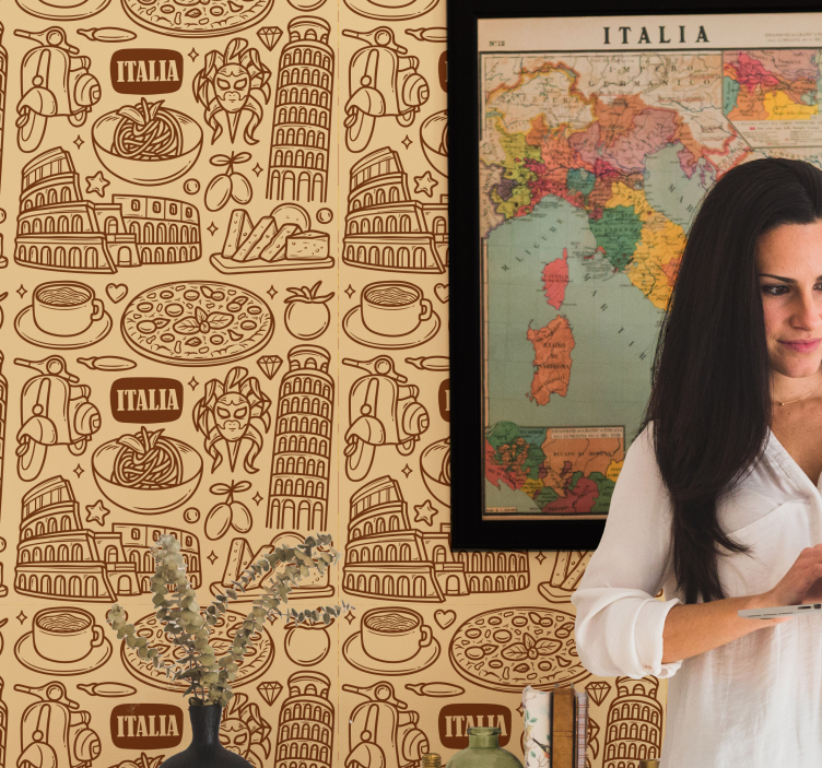 Italian maamerkkien luonnos kaupunkitapetti - Tenstickers