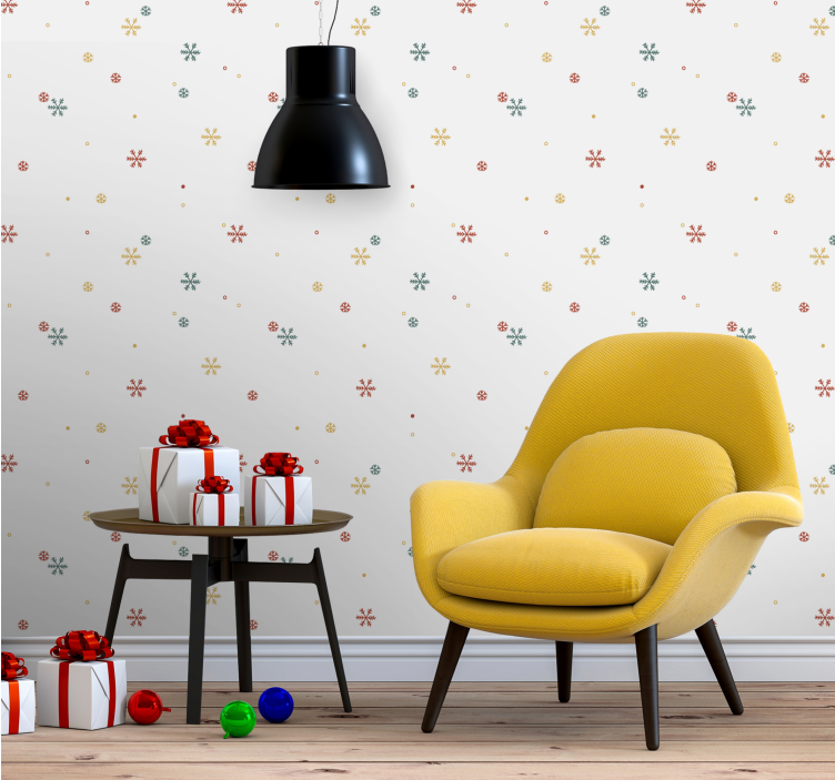 Juhlavat lumihiutalekuviot joulutapetti - Tenstickers