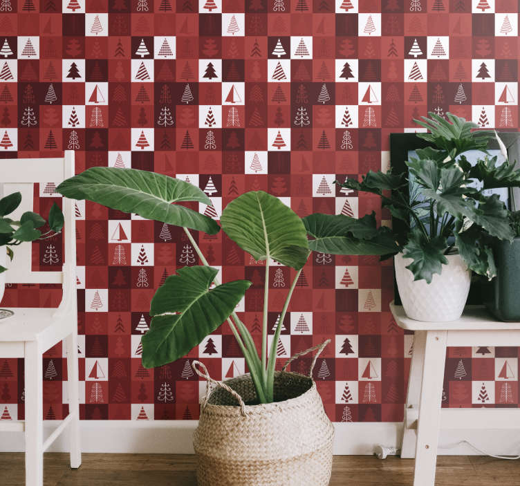 Juhlavia puun kuvioita joulutapetti - Tenstickers