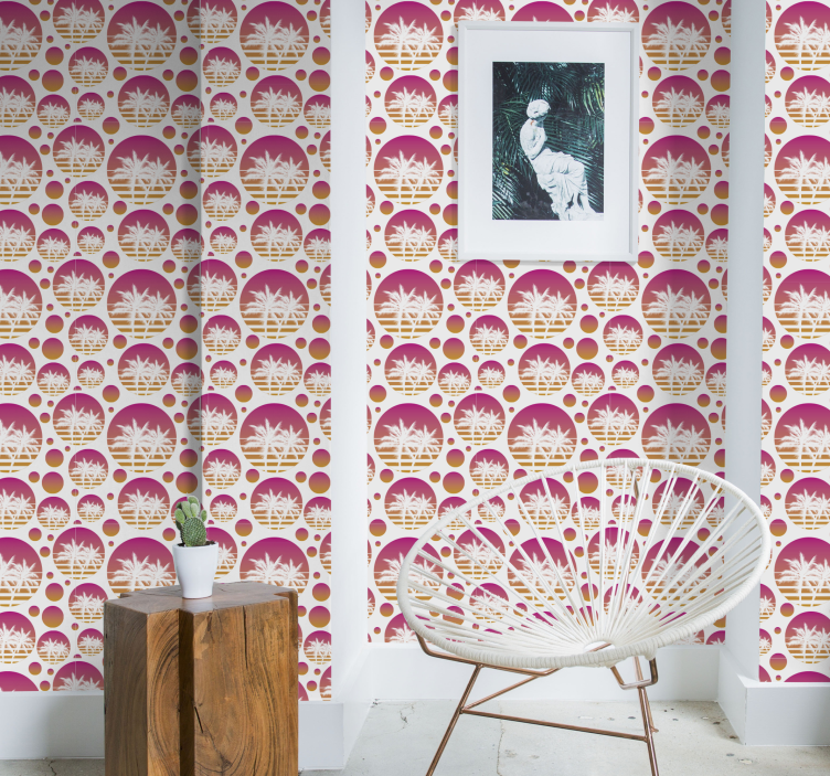 Palmu retro-design vintage tapetti - Tenstickers