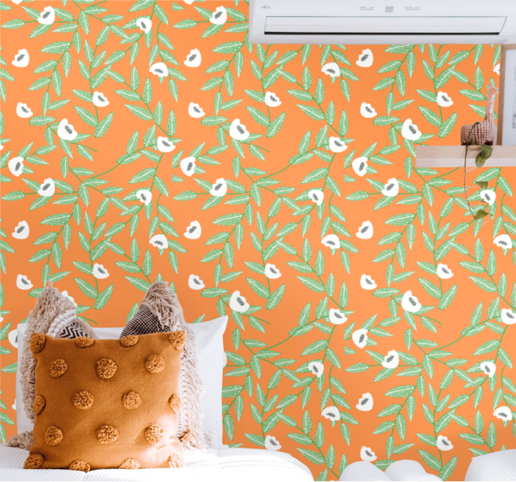 Kasvitieteellinen lehtikoostumus kukkatapetti - Tenstickers