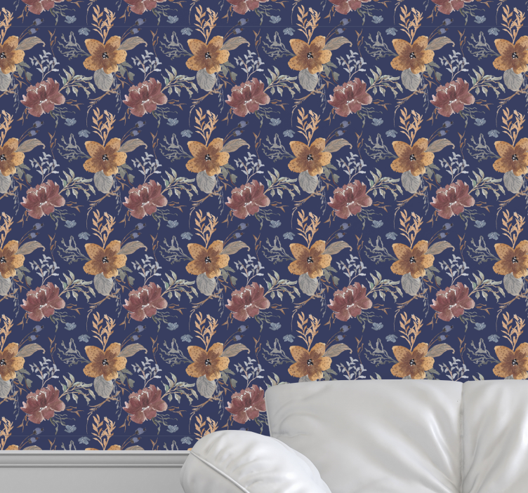 Kasvitieteellistä eleganssia kukkatapetti - Tenstickers