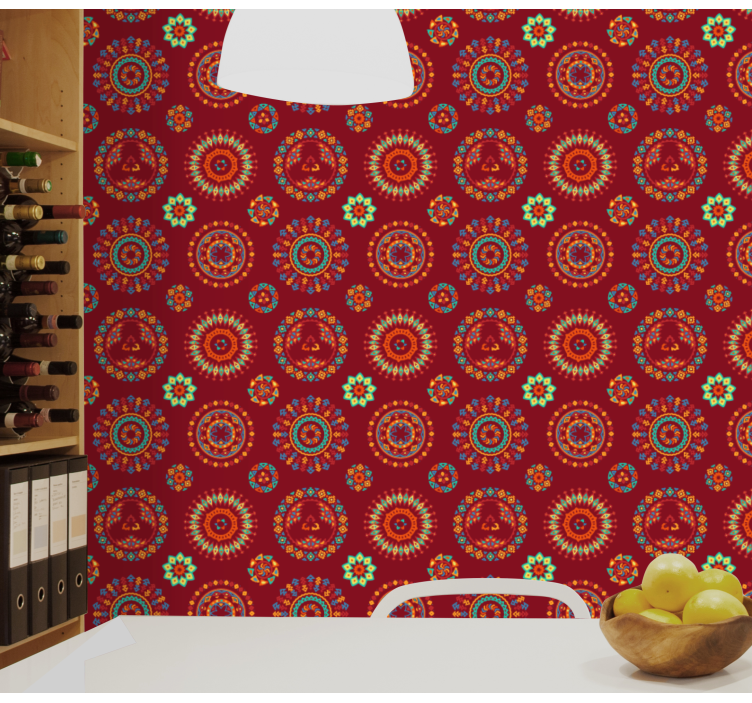 Koristeellinen mandala-kuvio kukkatapetti - Tenstickers