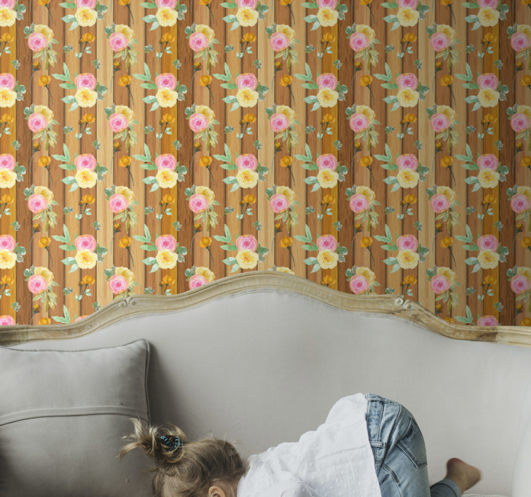 Kukka raidat kukkatapetti - Tenstickers