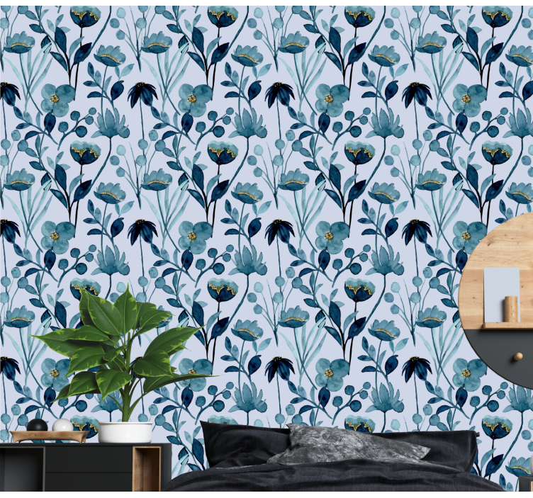 Kukkainen kasvitieteellinen eleganssi kukkatapetti - Tenstickers