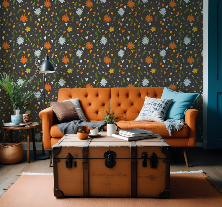 Kukkainen piristysaihe kukkatapetti - Tenstickers